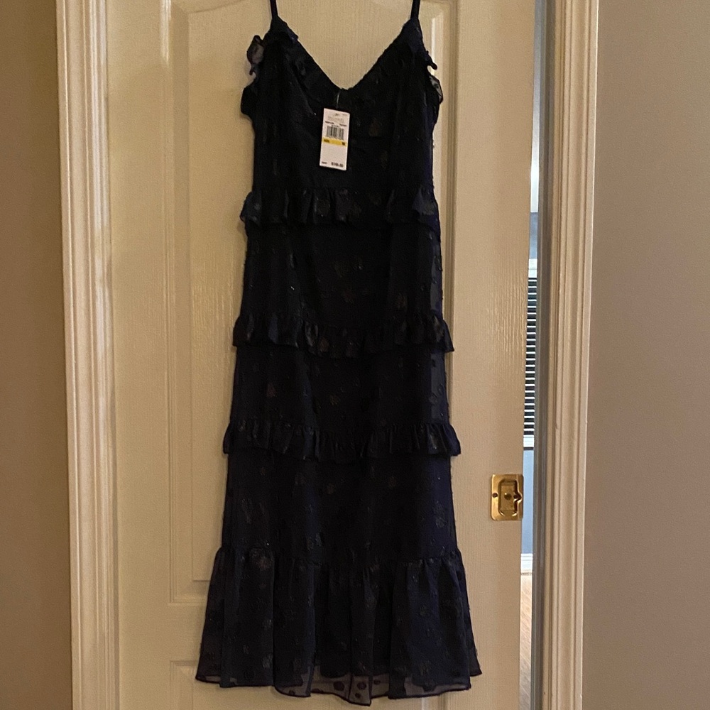 Michael Kors Midnight Blue Tiered Midi Dress